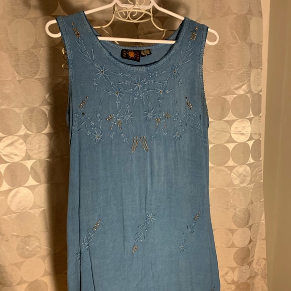 Beaded soft denim shirt dress - Picture 1 of 2